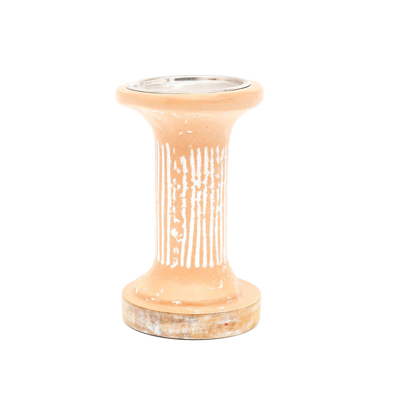 Brown Ecomix Pillar Tall Candle Holder – Sustainable Candle Stand For Elegant Lighting-4X4X7"