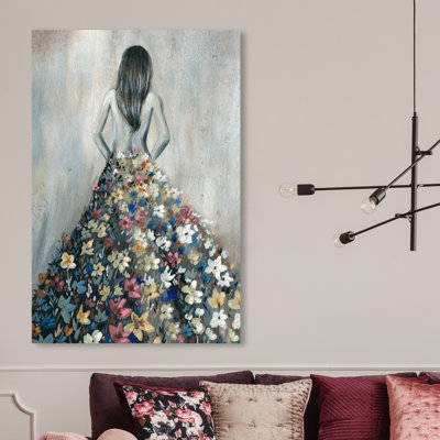 «Girl with Flower pensts», reproduction d'impression sur toile