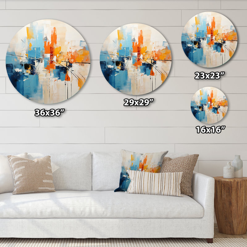 Claybourne - Art abstrait rond en métal, H 16 po x l 16 po x P 1 po