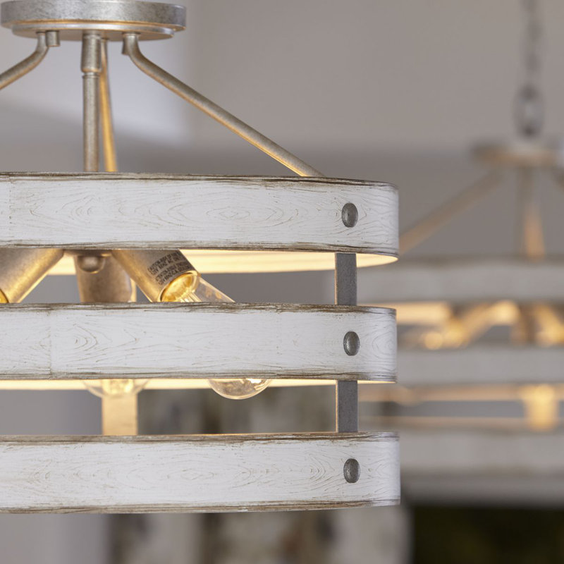 Luminaire suspendu cylindrique à 3 lumières Kingsley, Finition galvanisée