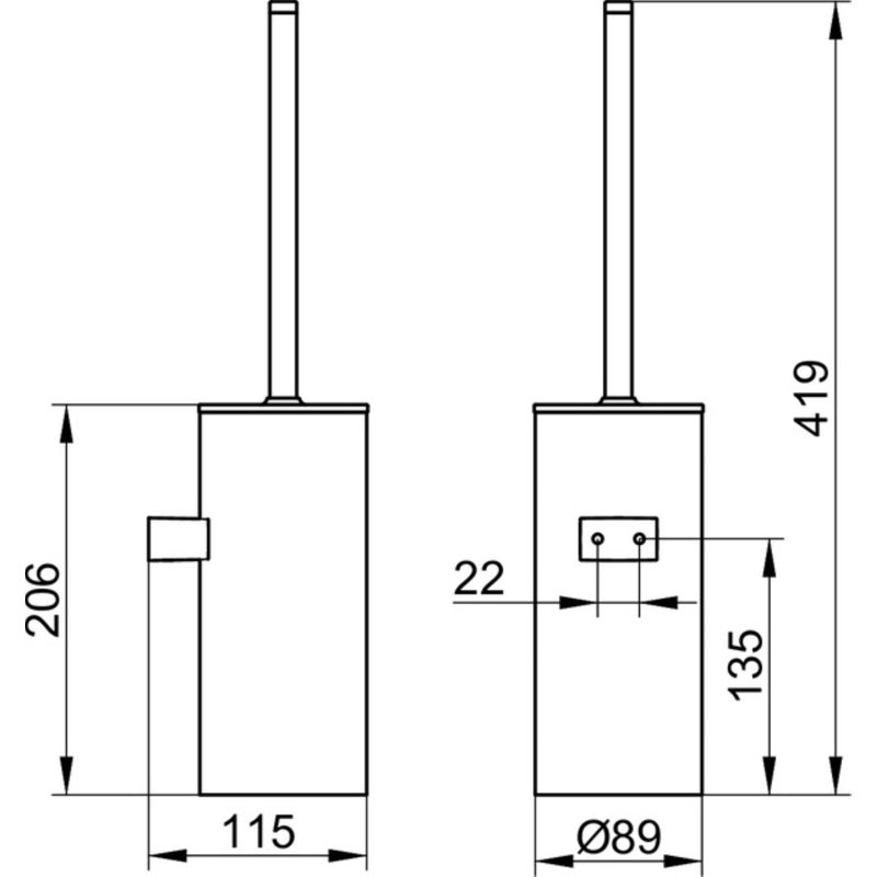 Free-Standing Toilet Brush and Holder, Chrome/Anthracite 
