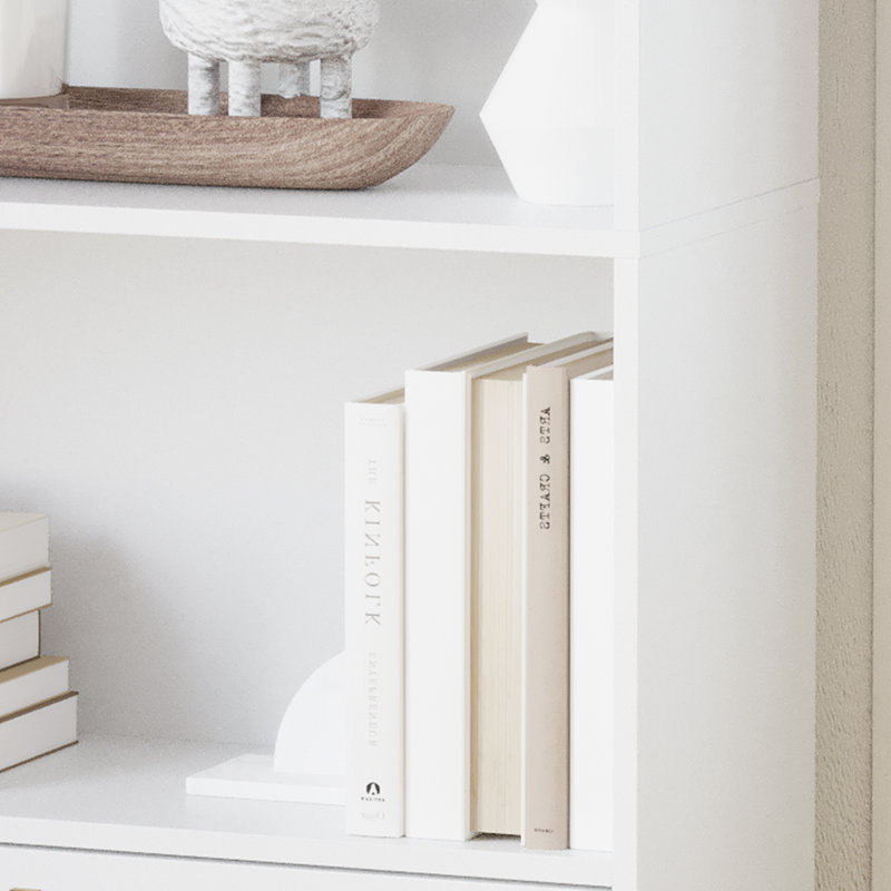 Bibliothèque ouverte à 5 niveaux et bibliothèque, 63 po, Blanc