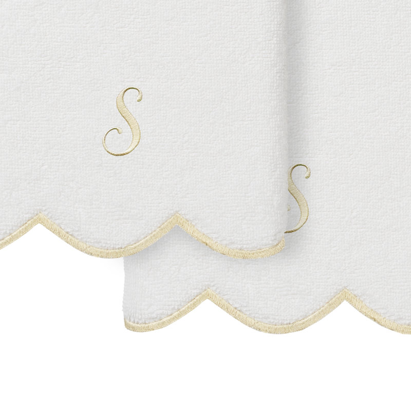Ensemble de serviettes à main personnalisables 2 pièces Linorn Home Textiles 100% coton turc ADORNIA, S, Blanc / beige