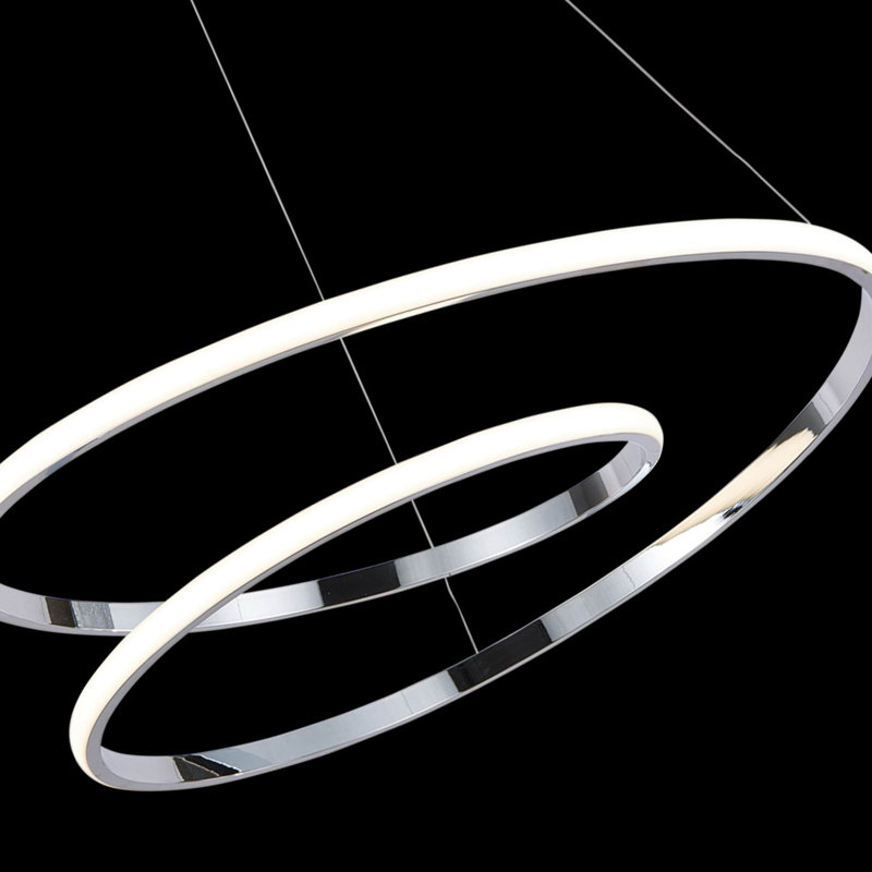 Doerun 1 - Light Nickel LED Single Pendant, 90cm H x 60cm W x 60cm D