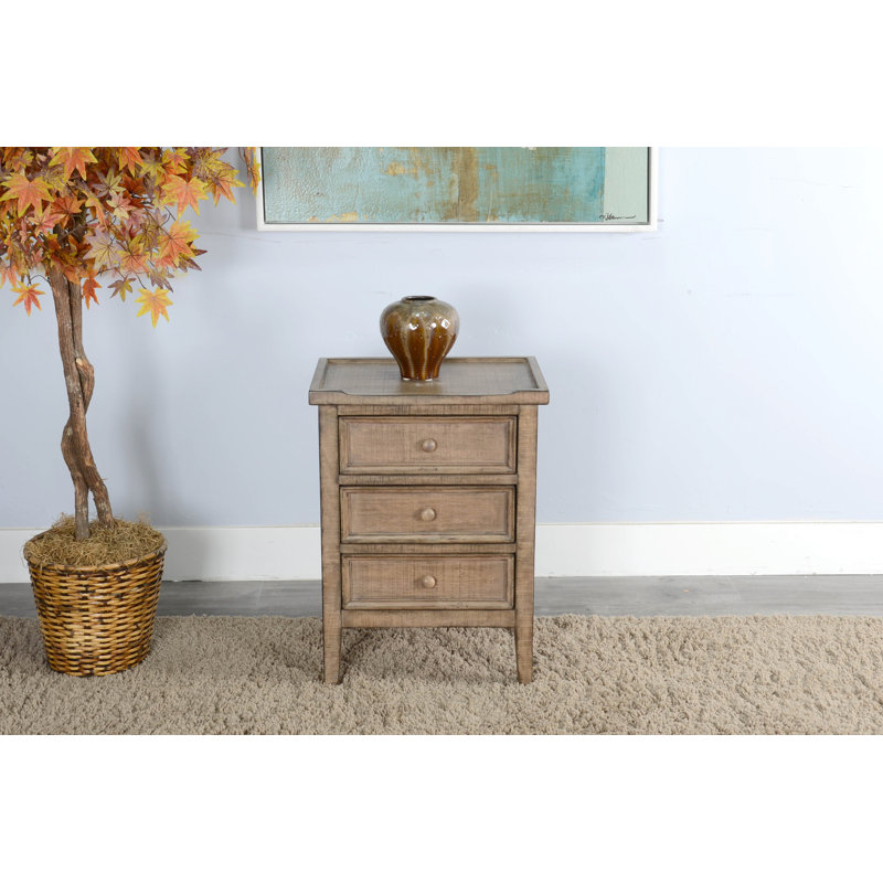 Komor Solid Wood End Table, Beach Pebble