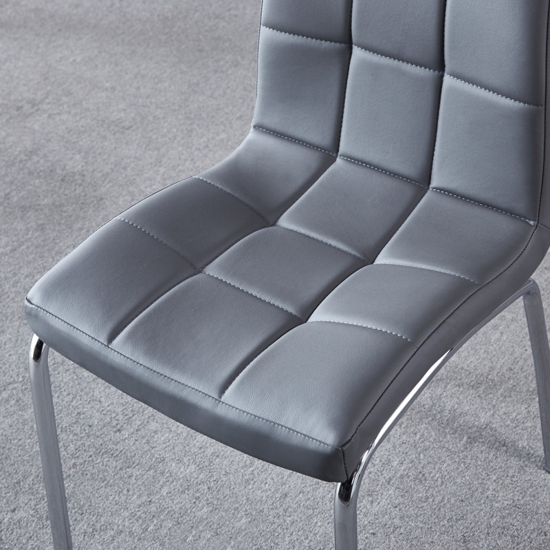 Chaise rembourrée Nasim, Gris, Argent argent
