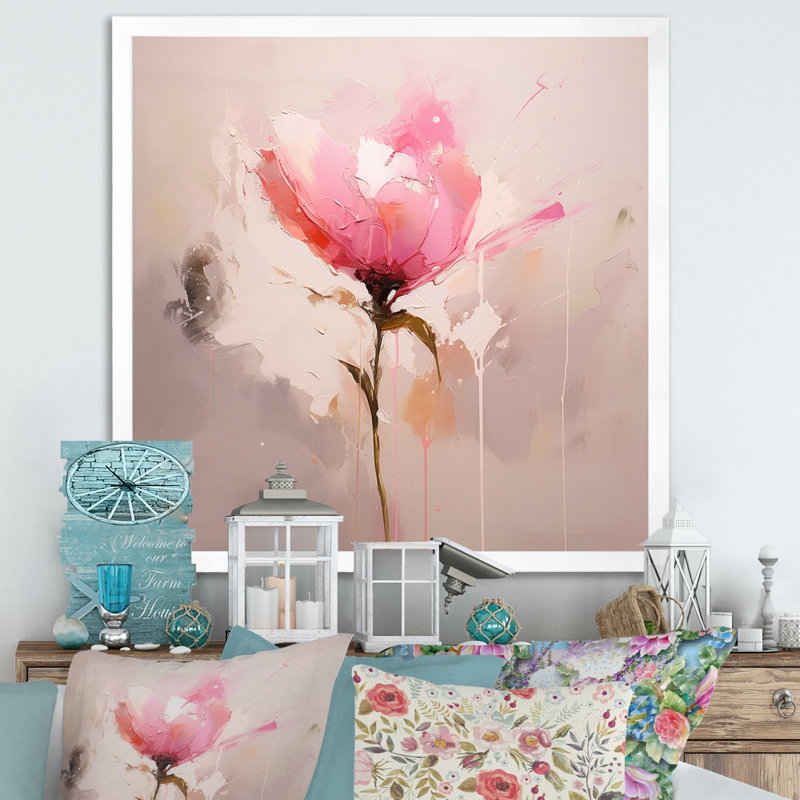 «Coral Elegance» - impression, H 30 po x l 30 po x P 1 po, Cadre simple blanc