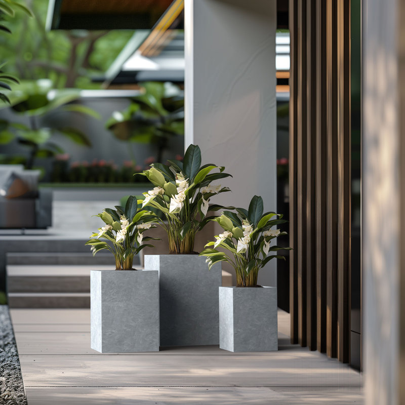 Ineshia Handmade Planter Box, Soft Slate