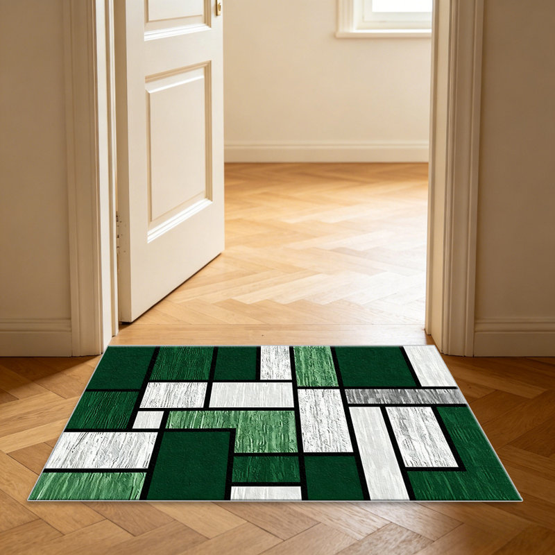 Emerald Mondrian Geometric carpet-easy to clean, machine-washable, soft and comfortable; suitable for door mats, kitchens, living rooms, bedrooms, corridors, and laundry areas. Easy to clean, durable carpet for home decoration.