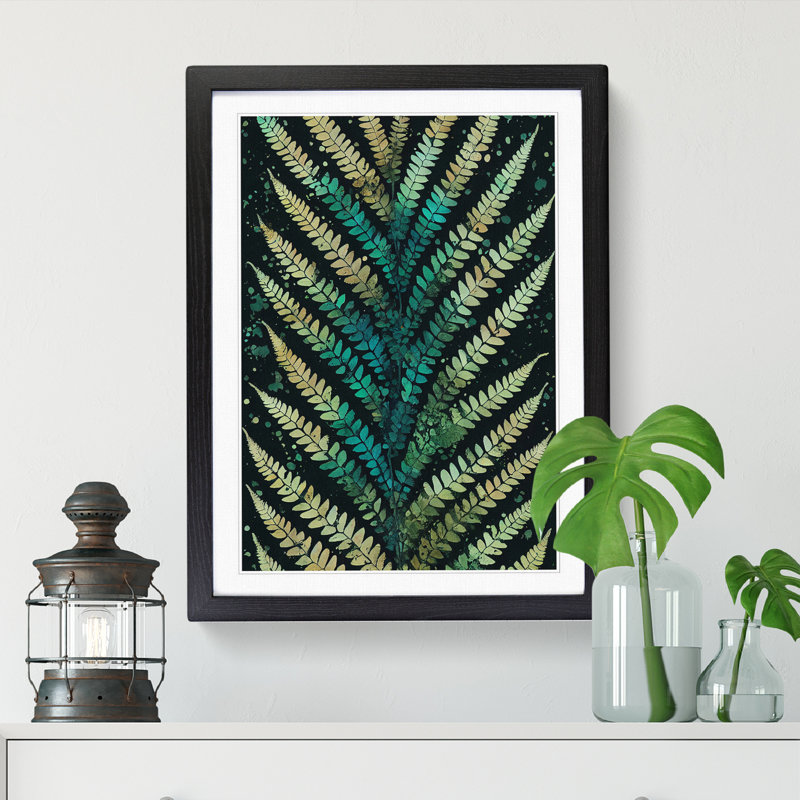 Abiramy Fern Leaf Paint Splatter 1 Piece Wall Art, 64cm H x 46cm W x 2cm D, Walnut
