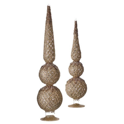 Ensemble de 2 faîteaux en verre perle 16,5 "à 22" avec paillettes