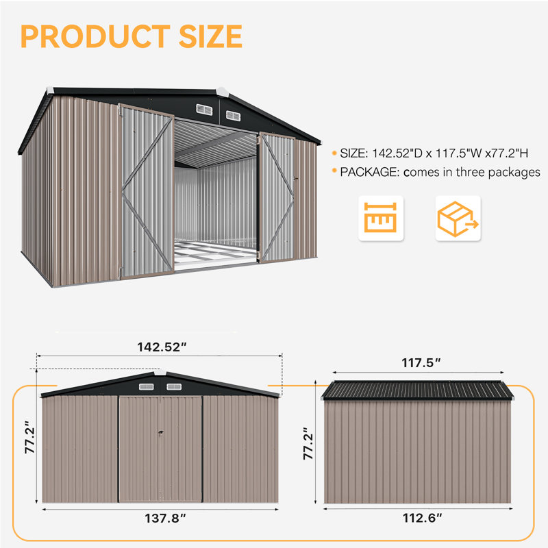 Outdoor Storage Shed 12 X 10 Ft