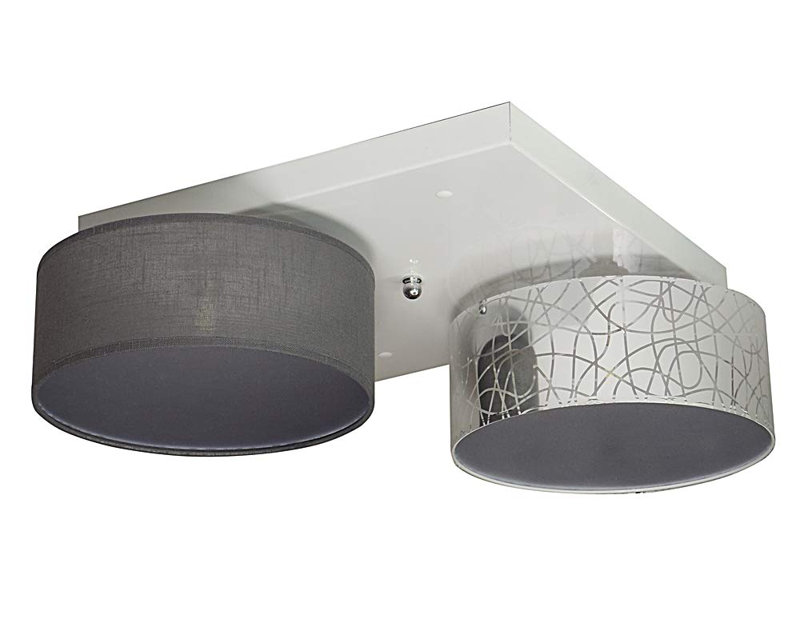 Pulley Fabric Semi Flush Mount, Silver/Graphite