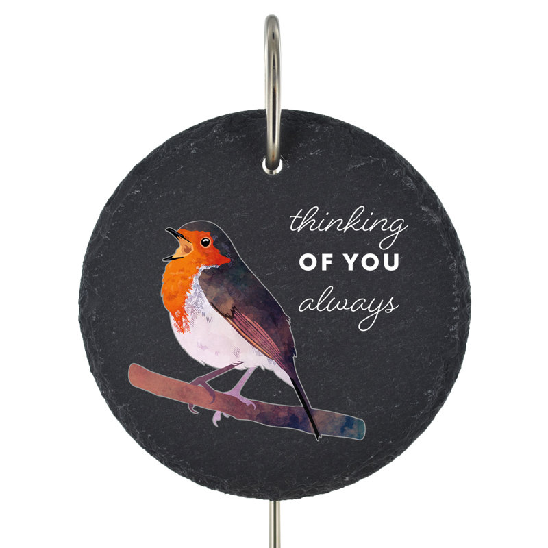 Braileigh Slate Circle Robin Grave Marker Memorial Plaque