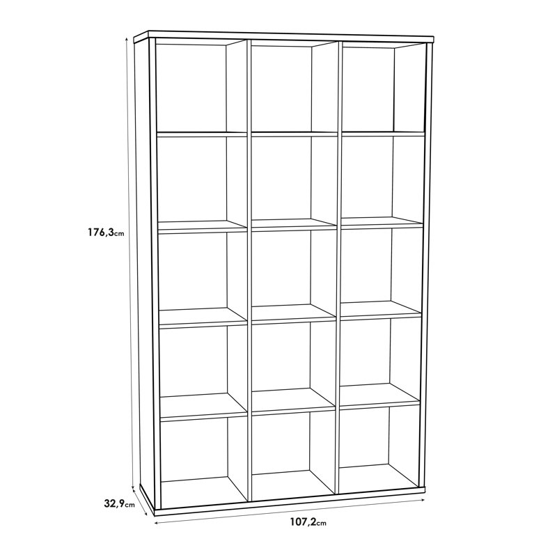 176.3cm H x 107.2cm W Standard Bookcase, Matt White