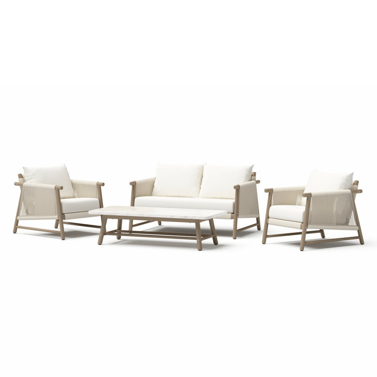 Naomie 4 - Piece Acacia Sofa Seating Set With with Cushions