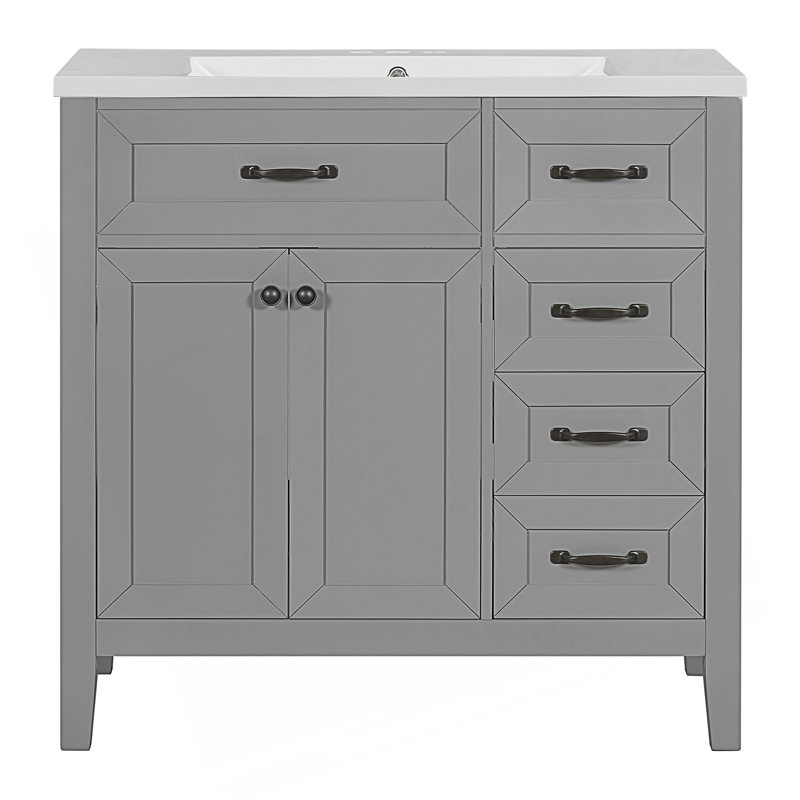 Ensemble de meuble-lavabo avec tiroirs, Gris