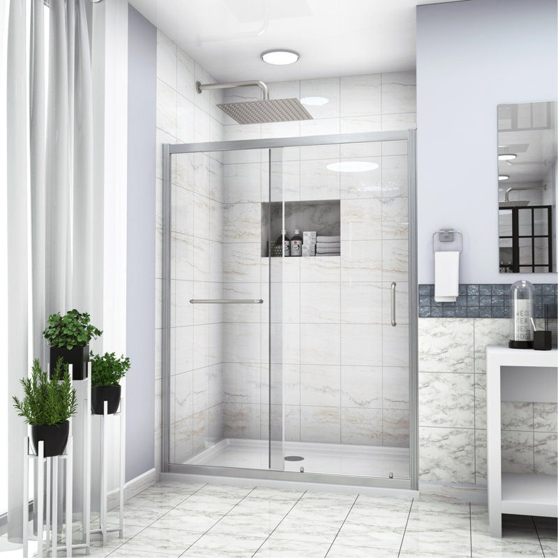 Shower Door 60" W X 72"H Single Sliding Bypass Shower Enclosure, 1/4 In. (6Mm), Chrome