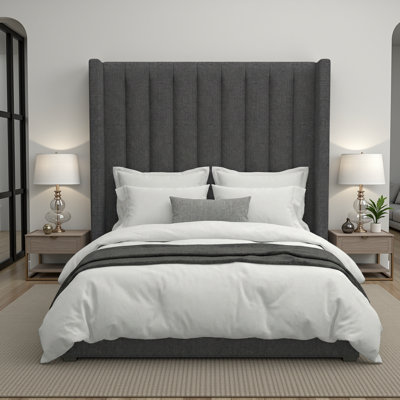 Decoste Upholstered Wingback Platform Bed