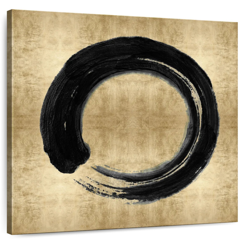 Avery, cercle zen noir sur fond doré I, H 10 po x l 10 po