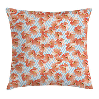 Romantic Poppy Flowers Square Pillow Cover