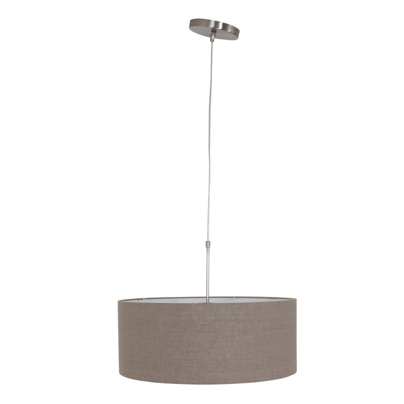 Ellington 1 - Light Silver Drum Pendant, Light brown