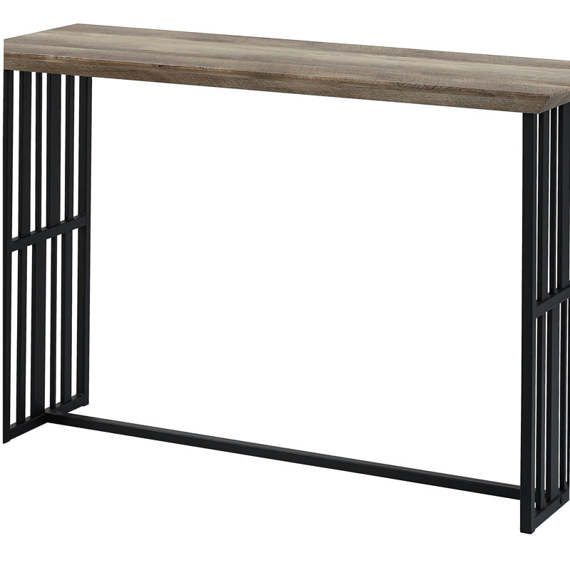 Rustic oak and black double base sofa table