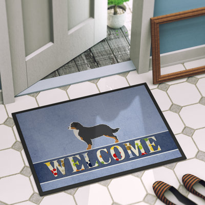 Tapis d'extérieur antidérapant Bernese Mountain Dog Welcome 27 po x 18 po