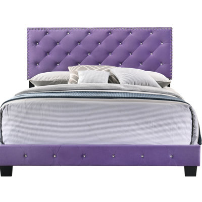 Grand lit mauve - H 48 po x l 64 po x P 83 po, revêtement en velours l 83 po x P 64 po, doux transitionnel