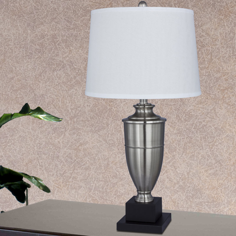 Passaic Metal Table Lamp, White & Silver