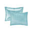Édredon en fausse fourrure pour lit - bleu sarcelle, 2 taies décoratives bleu sarcelle, coussins moelleux-125444838
