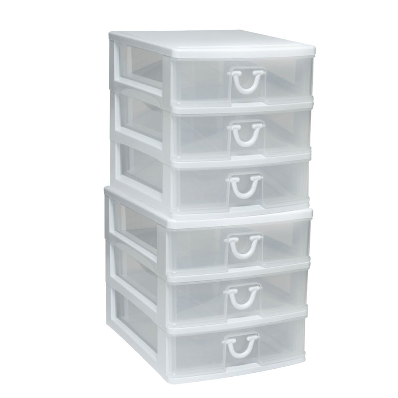 Mini-organisateur de bureau 3 tiroirs avec finition blanche Grace Living, paquet de 2
