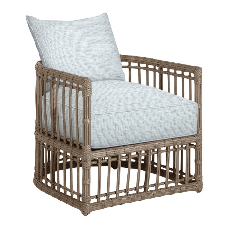 Newport Arm Chair with Cushions, Newport #66 Burlap, Welt, Paper Sky