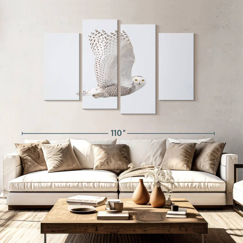 Brampt Snowy Owl Flying Away, 54" H x 84" W