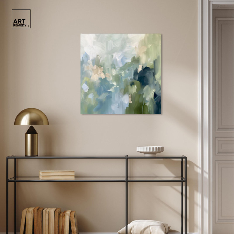 «Minted Brush Canvas Minimal Abstracts» par Art Remedy, H 24 po x l 24 po, Toile tendue, Sans cadre