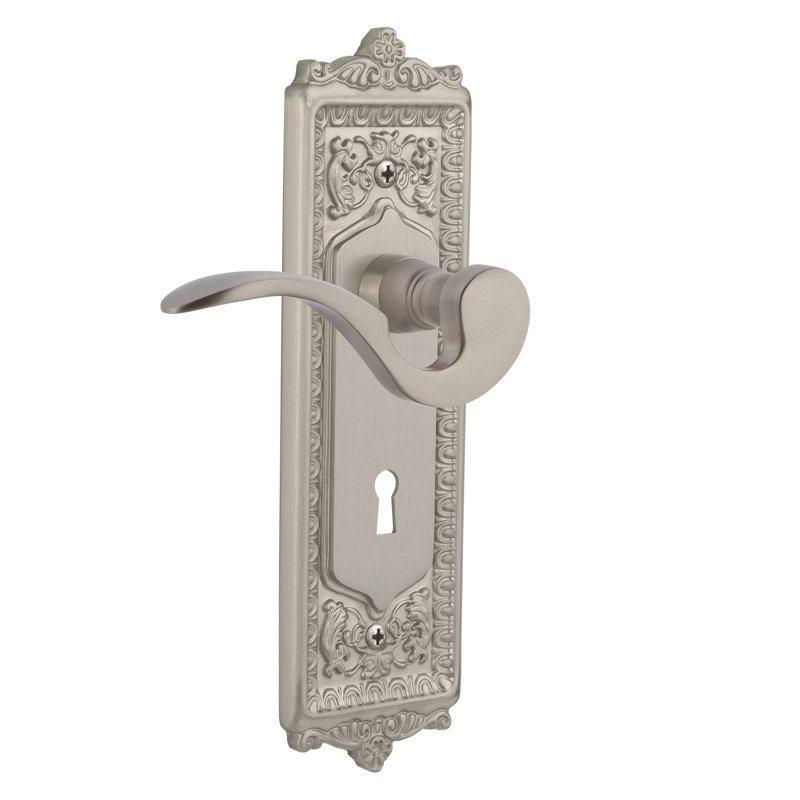 Fausse plaque simple avec œuf et levier de manœuvre Egg & Dart Plate, Nickel satiné, Droitier