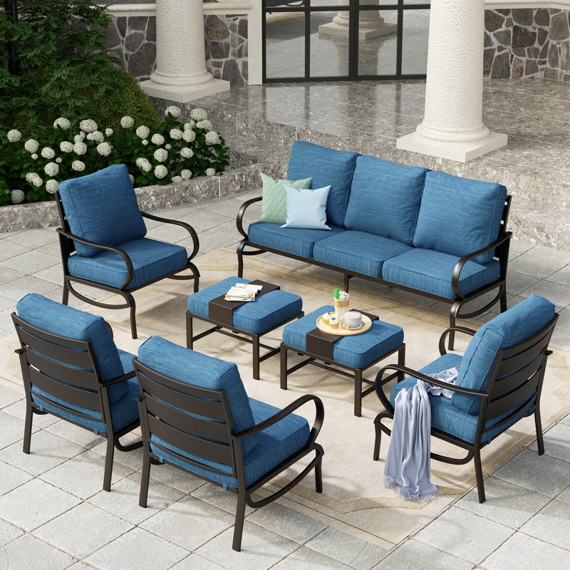 Ensemble de conversation pour patio Elyne, Bleu paon