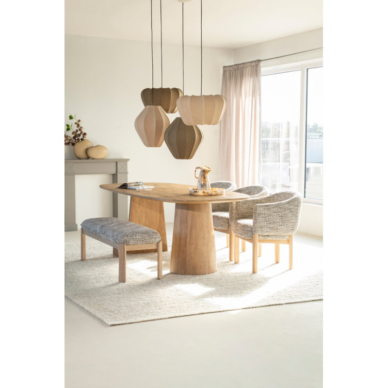 Lune Oval Solid Wood Dining Table, Natural, 30"H x 94"L x 41"W