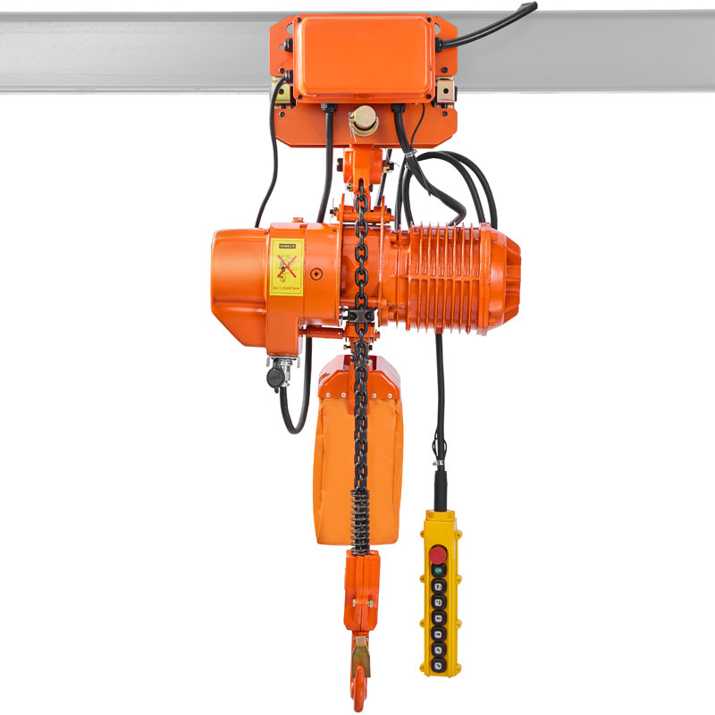 Palan électrique à chaîne de 4400 lb, hauteur de levage de 20 pi, pont roulant triphasé avec télécommande sans fil et filaire de 328 pi et palan à chaîne double G100 pour usines, entrepôts, garages