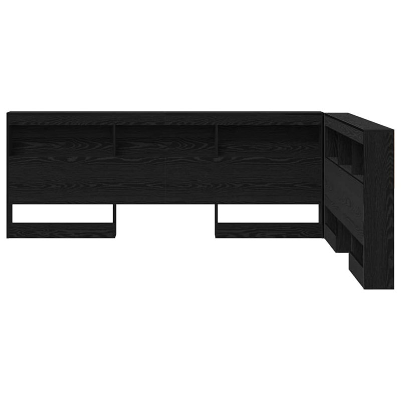  Storage Headboard With Shelf Engineered Wood, 160 x 220cm, Black Oak