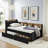 Twin Size Upholstery Velvet Day Bed With Storage Headboard And Wireless Charging, Multi-Functional Daybed With Two Storage Drawers & LED Lights, Black-1404794090