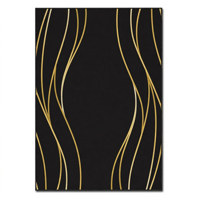 Opulence Art Deco Gilded Lines Multicolor Area Rug