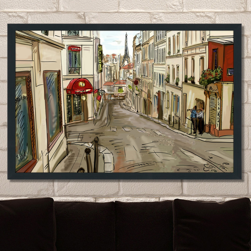 "soirée à paris" , impression encadrée, H 35,5 po x l 51,5 po x P 0,75 po