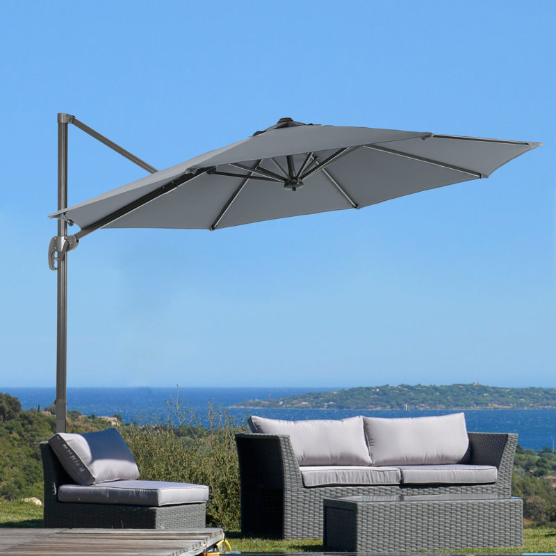 Parasol en porte-à-faux 120 po Landers, Gris
