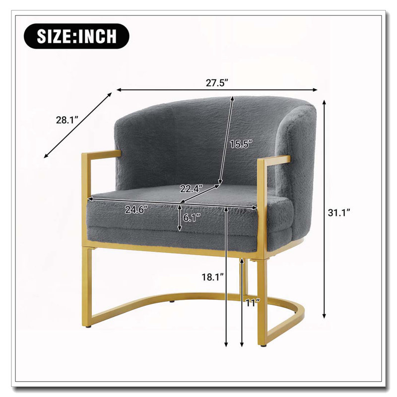 Chaise de lecture rembourrée Modern, Gris