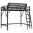 Full Size Metal Loft Bed with Ladder, Storage Shelves & High Clearance, Space-Saving Kids and Teens Bunk Bed, Black-22799301-22799300