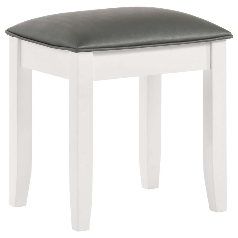 Tabouret de coiffeuse avec siège rembourré, Gris, Blanc