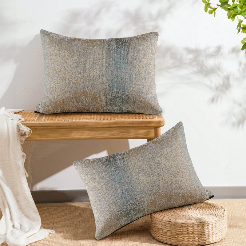 2pcs Jacquard Chenille Throw Pillow Shells , Taupe/Khaki