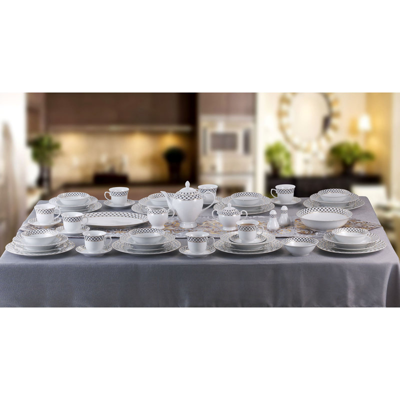 Service de table 57 pièces, service pour 8 minuit bleu Lorren Home Trens Jeanette