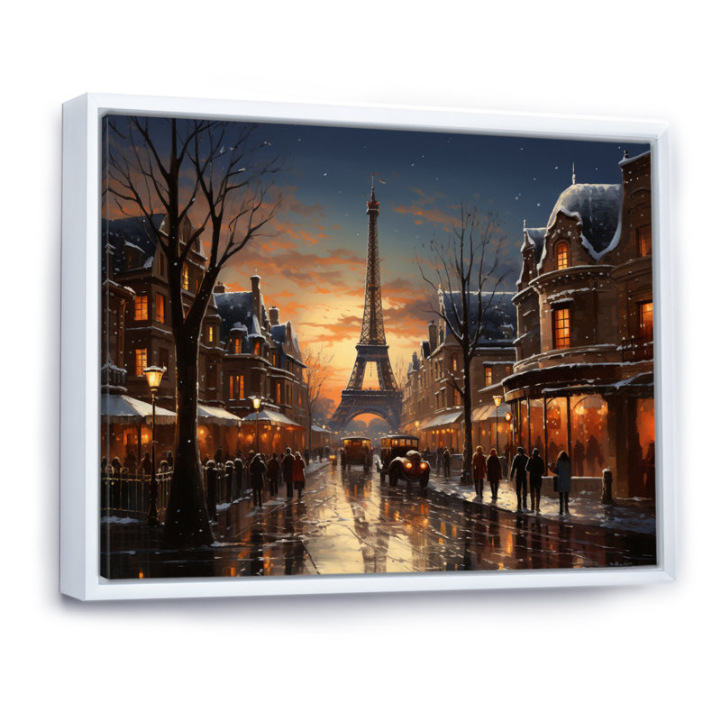 " Winter Landscape Winter Carnival ", White Floater Framed, 34" H x 44" W x 1.5" D